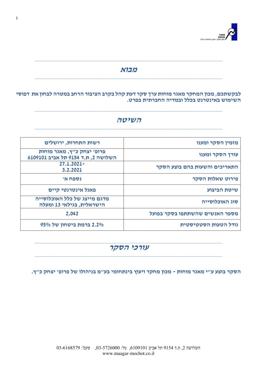 סקרים מאגר מוחות דוח מדיה חברתית 3